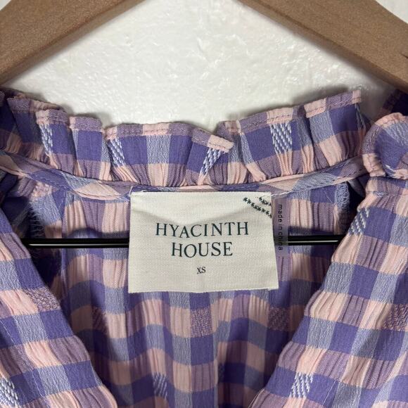 Hyacinth House Tuckernuck Pink Purple Gingham Sutton Mini Dress Size XS - Picture 4 of 5